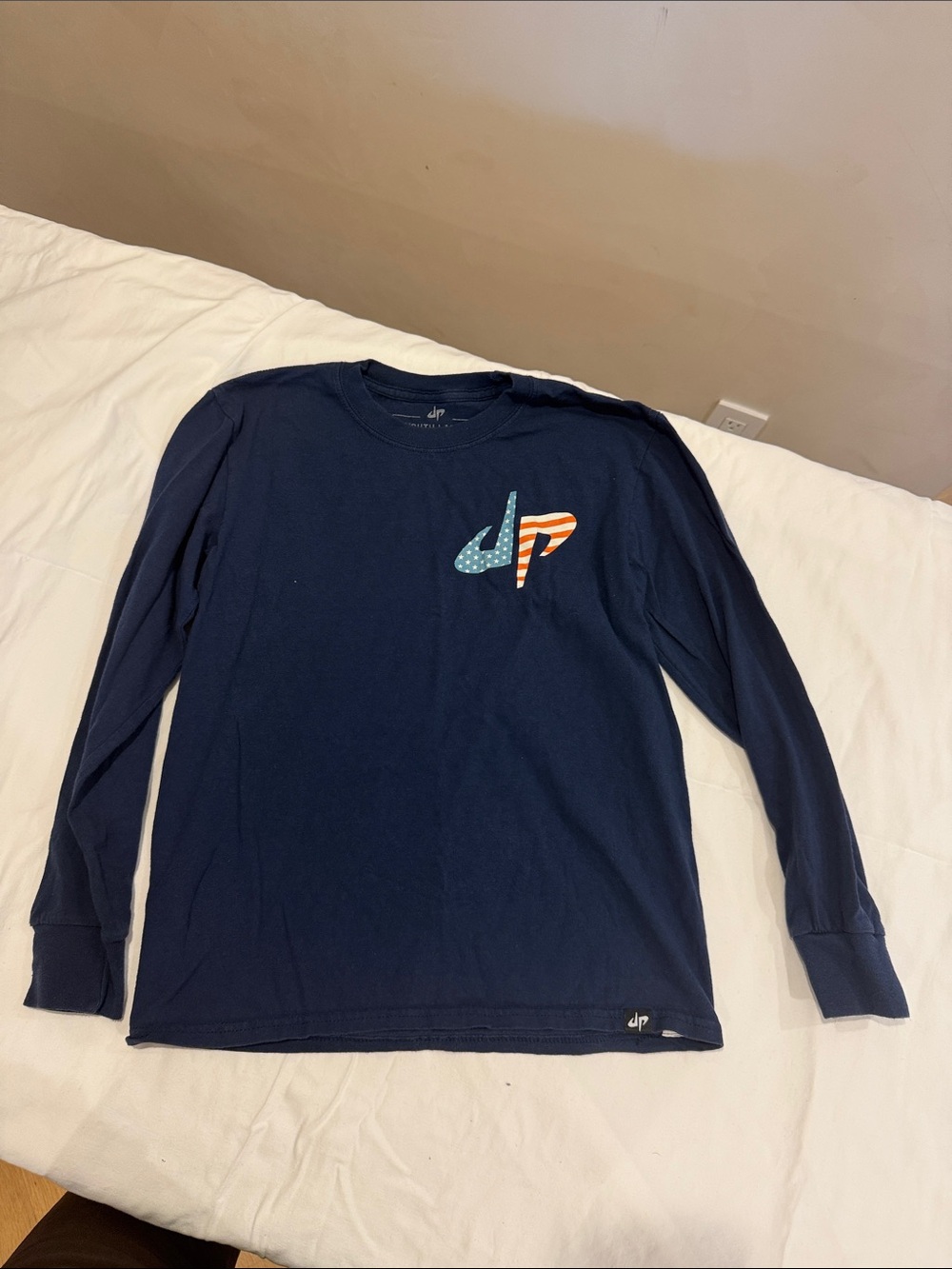 Dude Perfect Navy Long Sleeve Tee with American Flag Logo